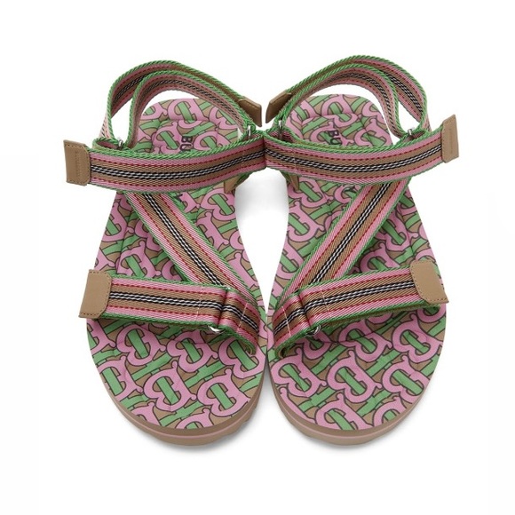 Burberry Logo Striped Sandals - Picture 2 of 11